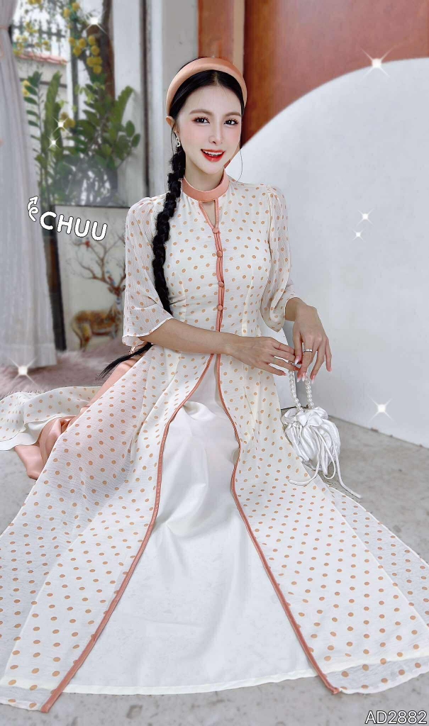 Áo Dài 4T Trân Châu Bi AD2882 (áo lẻ)