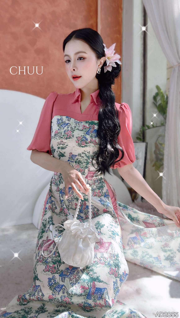 Áo Dài Cổ Bánh Gai AD2855 (áo lẻ)