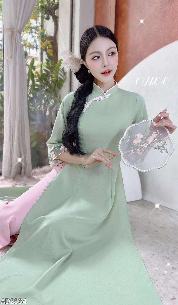 Áo Dài Tay Thêu Dây Leo AD2864 (áo lẻ)