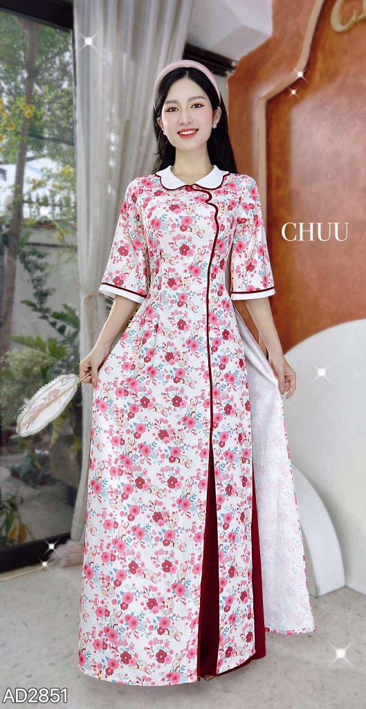 Áo Dài Đường Hoa Lụa AD2851 (áo lẻ)