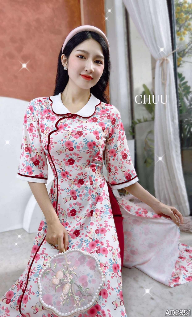 Áo Dài Đường Hoa Lụa AD2851 (áo lẻ)