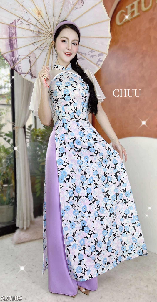 Áo Dài Huệ Chi Tay Nơ AD1389 (áo lẻ)
