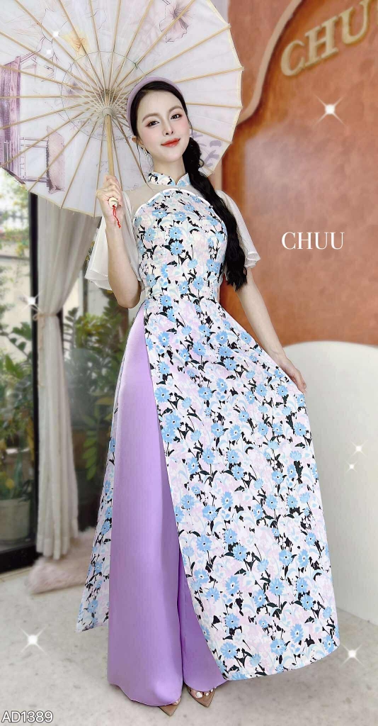 Áo Dài Huệ Chi Tay Nơ AD1389 (áo lẻ)
