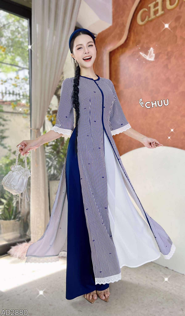 Áo Dài 3T Nơ Sọc Nhí AD2880 (áo lẻ)