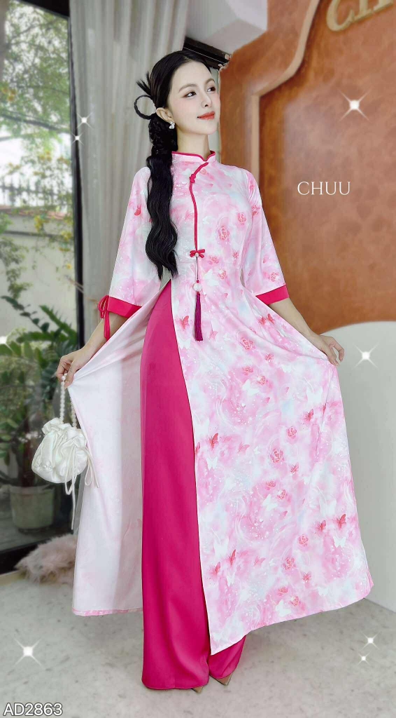 Áo Dài Giấc Mơ Trưa+PK AD2863 (áo lẻ)