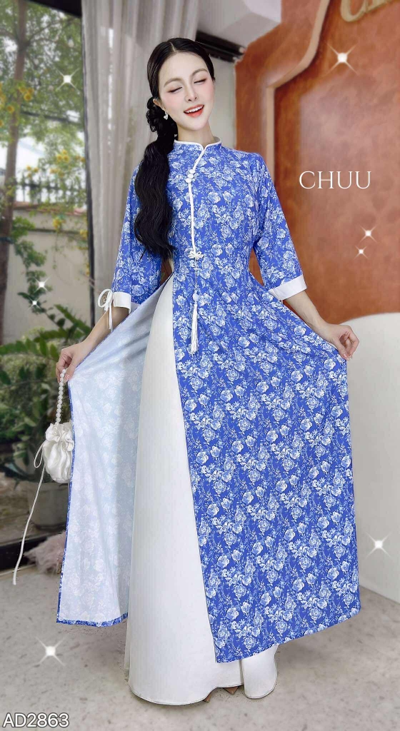 Áo Dài Giấc Mơ Trưa+PK AD2863 (áo lẻ)