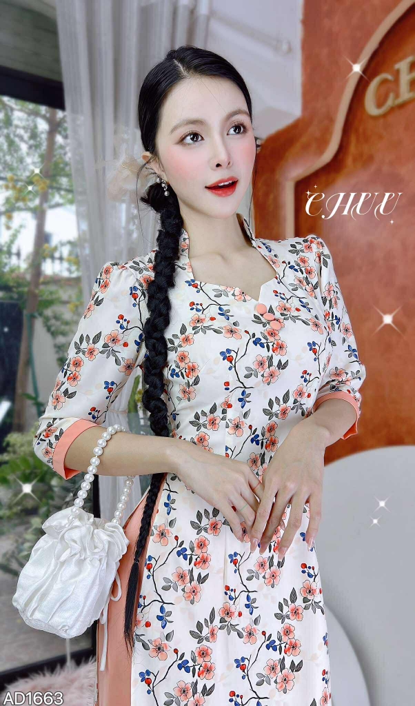 Áo Dài Cổ Ngũ Giác AD1663 (áo lẻ)