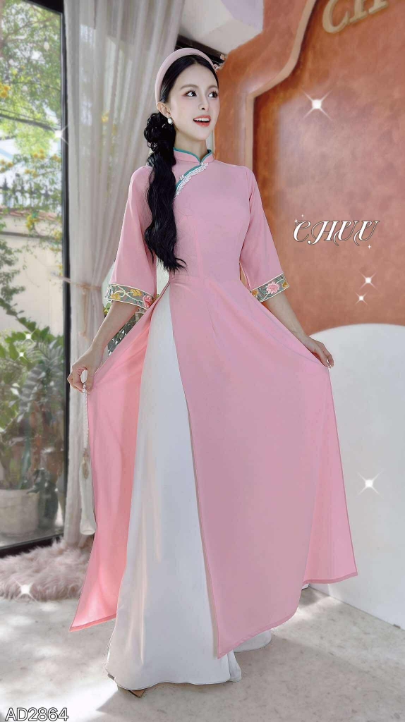 Áo Dài Tay Thêu Dây Leo AD2864 (áo lẻ)
