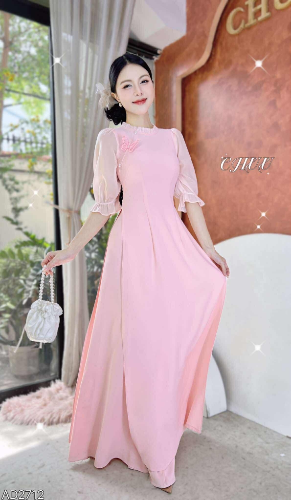 Áo Dài Mg Bướm Lưới Kim AD2712 (áo lẻ)