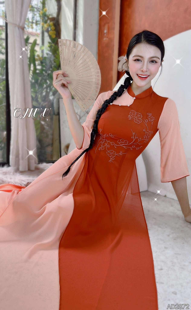 Áo Dài 4T Cây Đào Tiên AD2872 (áo lẻ)