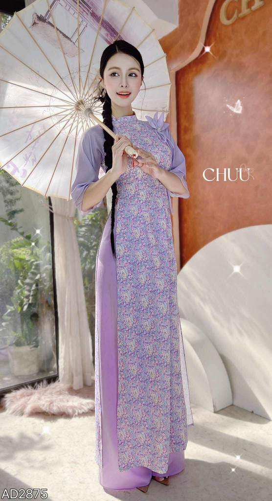 Áo Dài Nơ Sen Cánh Vũ+PK AD2875 (áo lẻ)