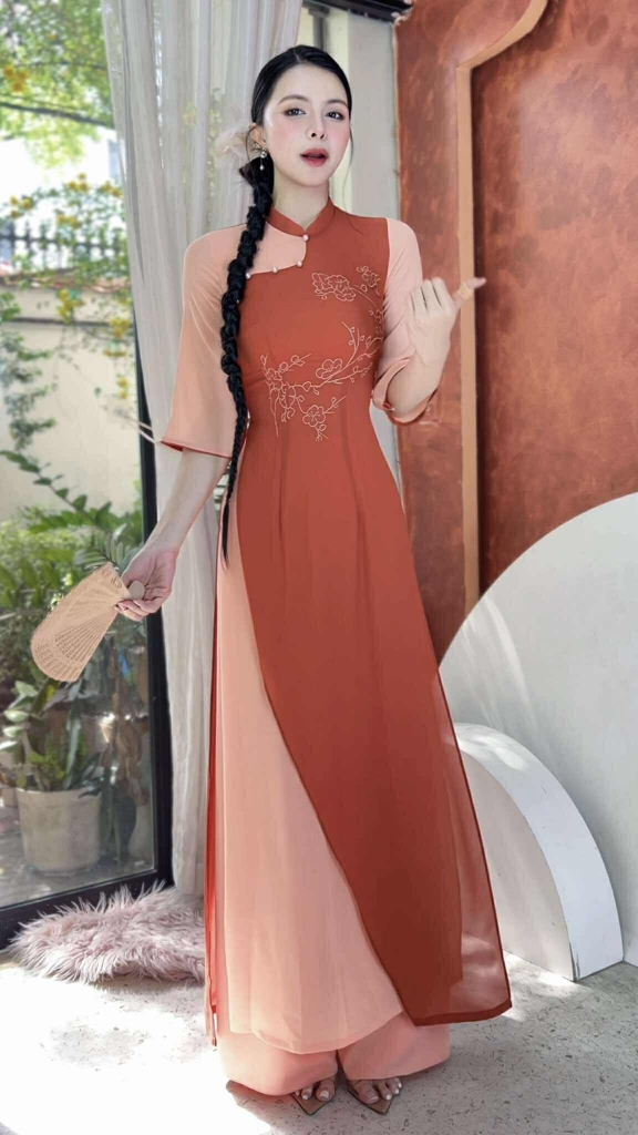 Áo Dài 4T Cây Đào Tiên AD2872 (áo lẻ)