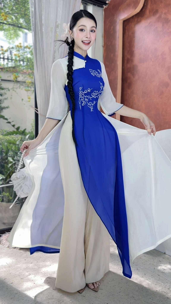 Áo Dài 4T Cây Đào Tiên AD2872 (áo lẻ)