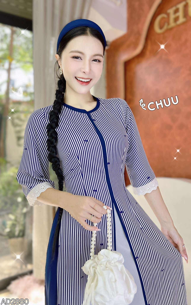 Áo Dài 3T Nơ Sọc Nhí AD2880 (áo lẻ)