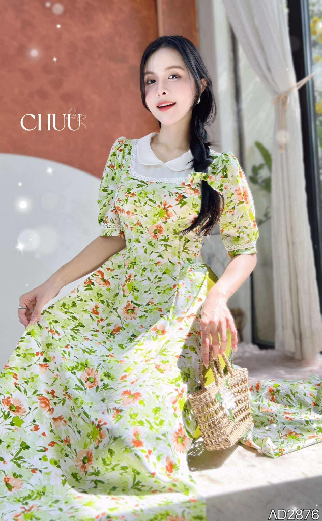 Áo Dài Ren Tuyết Bi+PK AD2876 (áo lẻ)