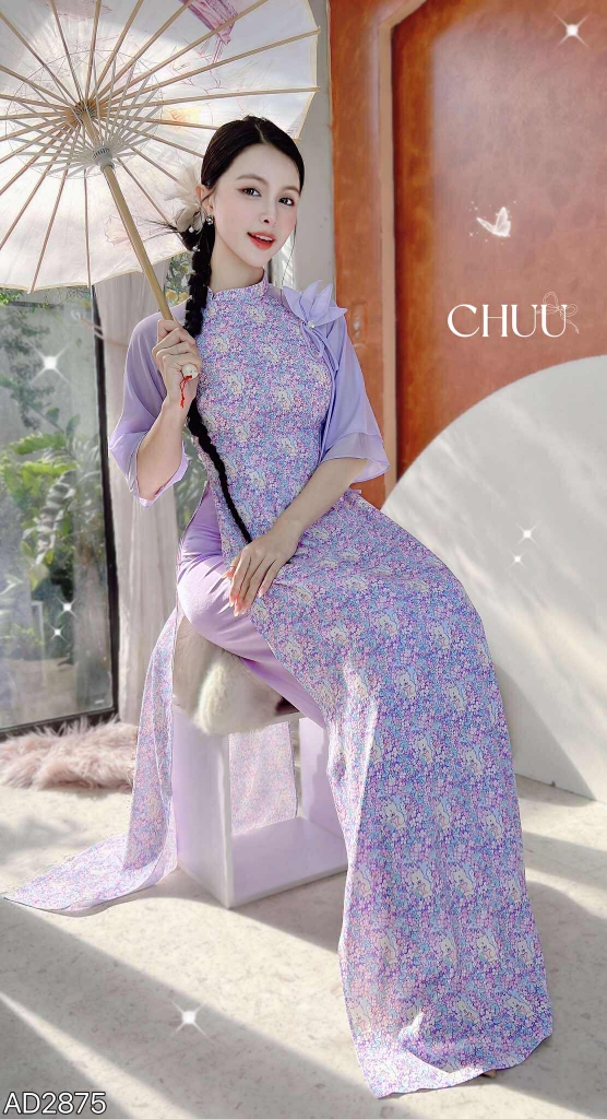 Áo Dài Nơ Sen Cánh Vũ+PK AD2875 (áo lẻ)