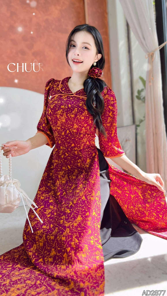 Áo Dài Mận Mận+PK AD2877 (áo lẻ)