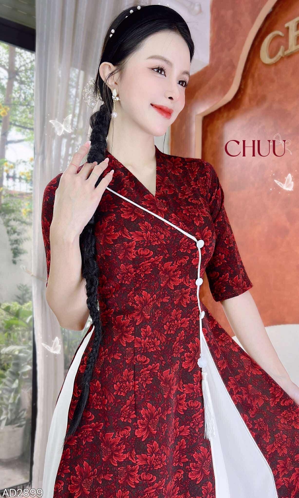 Áo Dài 2T+ Cổ Lá Lật+PK AD2899 (áo lẻ)