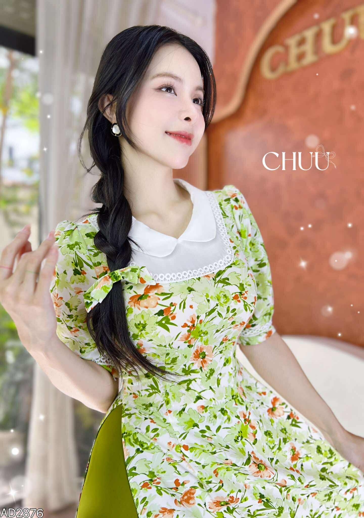 Áo Dài Ren Tuyết Bi+PK AD2876 (áo lẻ)