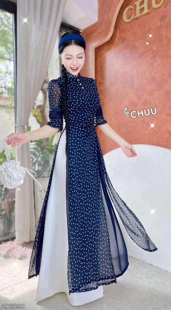 Áo Dài 4T Đá Chu Sa AD2890 (áo lẻ)