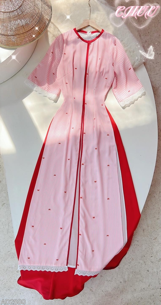 Áo Dài 3T Nơ Sọc Nhí AD2880 (áo lẻ)