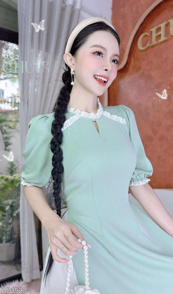 Áo Dài Tằm Ren Boi AD1523 (áo lẻ)