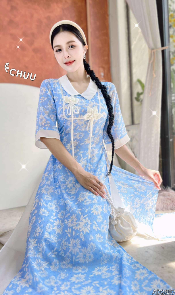 Áo Dài 4T Đài Cát Hoa AD2887 (áo lẻ)