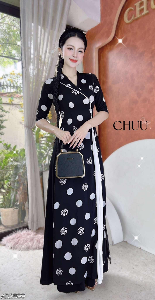 Áo Dài 2T+ Cổ Lá Lật+PK AD2899 (áo lẻ)