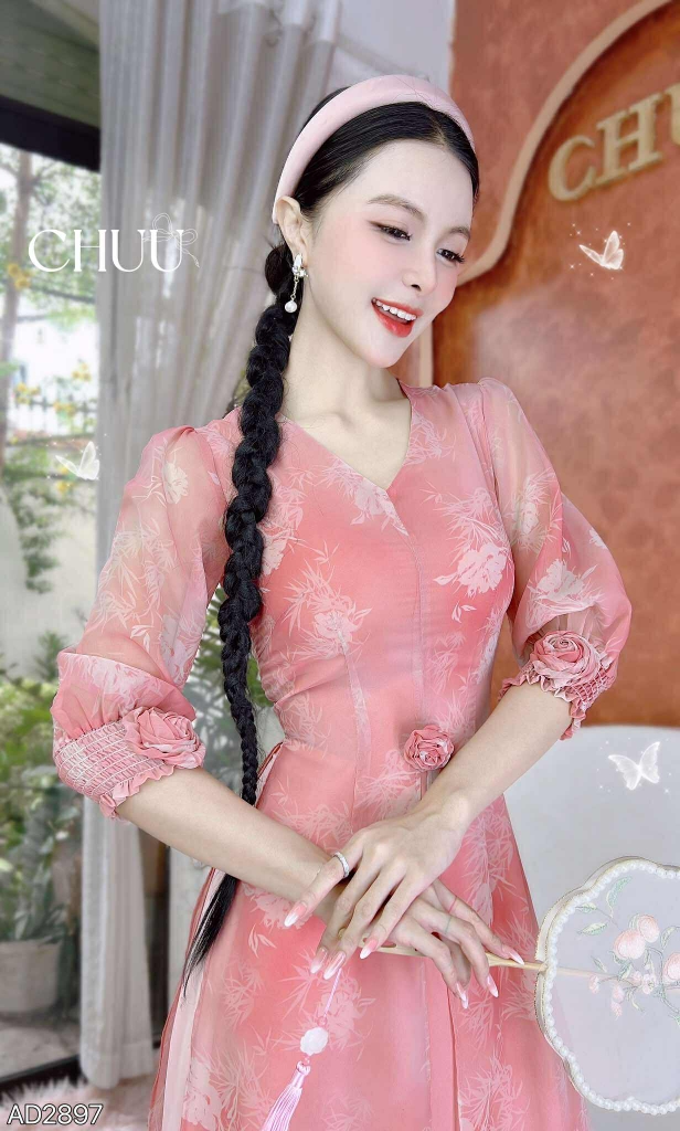 Áo Dài 4T Hoa Hồng Chun AD2897 (áo lẻ)