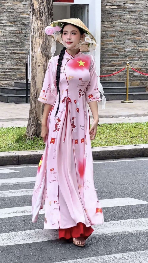 Áo Dài  2T+ Sao Vàng Tự Do +PK AD2888 (áo lẻ)