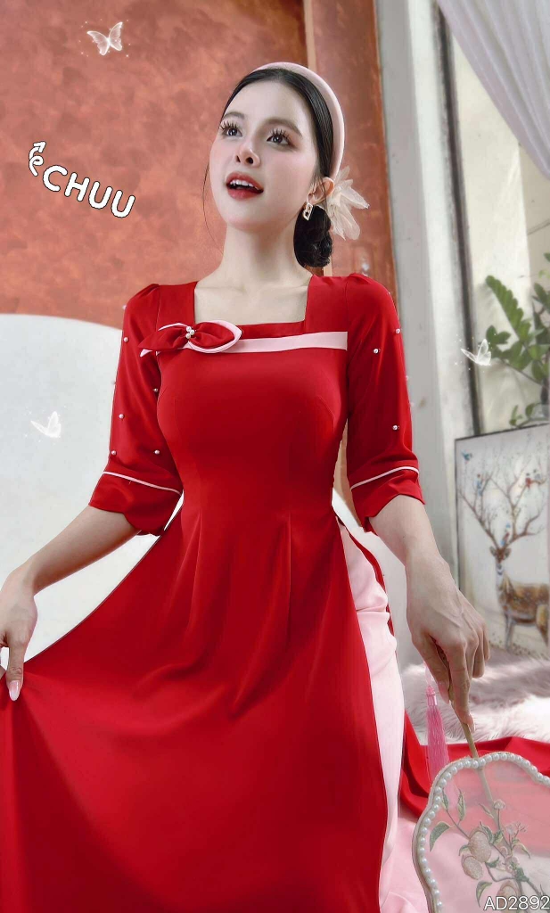 Áo Dài Sương Rồng Hạt Tròn AD2892 (áo lẻ)