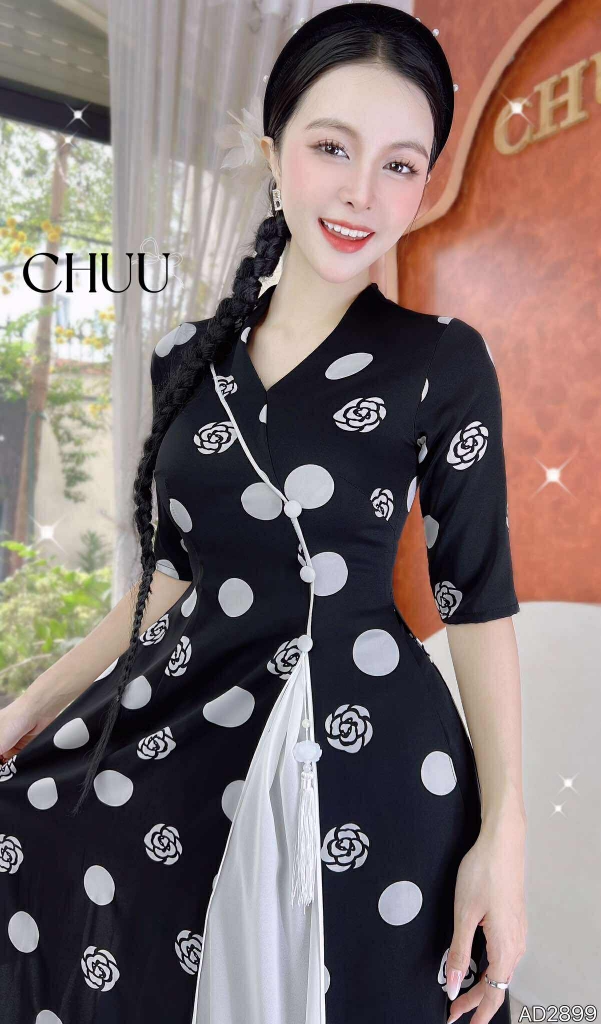 Áo Dài 2T+ Cổ Lá Lật+PK AD2899 (áo lẻ)