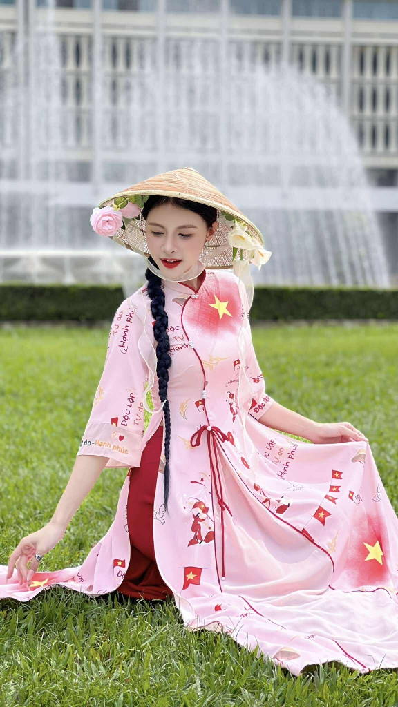 Áo Dài  2T+ Sao Vàng Tự Do +PK AD2888 (áo lẻ)