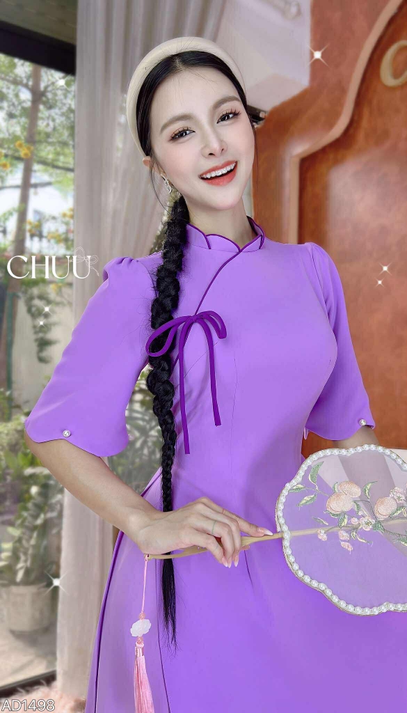 Áo Dài Cổ Cánh Hoa Sen AD1498 (áo lẻ)