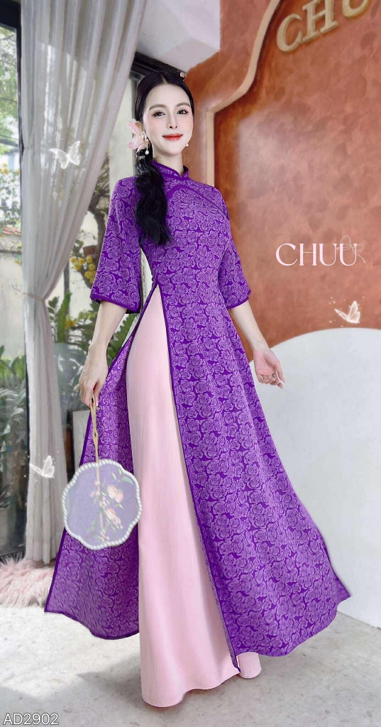 Áo Dài Hoa Sương Rồng AD2902 (áo lẻ)