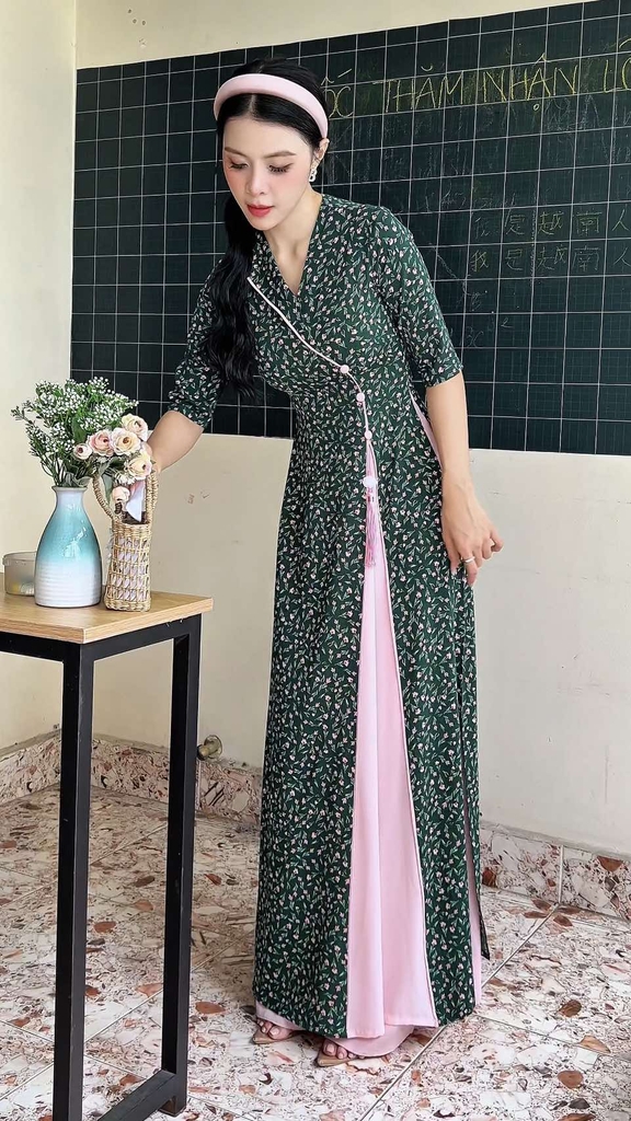 Áo Dài 2T+ Cổ Lá Lật+PK AD2899 (áo lẻ)