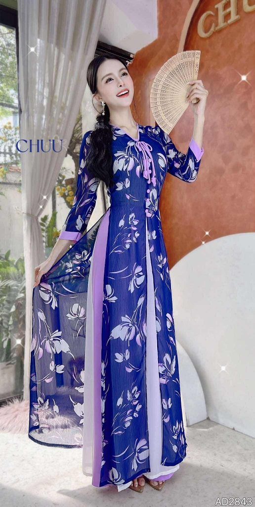 Áo Dài 4T Tơ Vàng Lá Ngọc+PK AD2843 (áo lẻ)