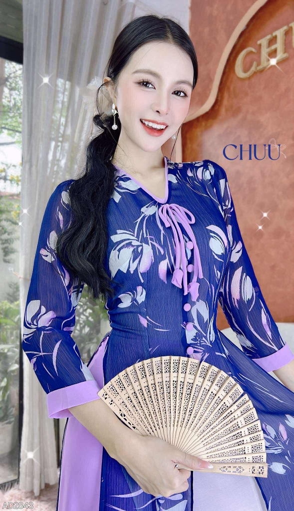 Áo Dài 4T Tơ Vàng Lá Ngọc+PK AD2843 (áo lẻ)