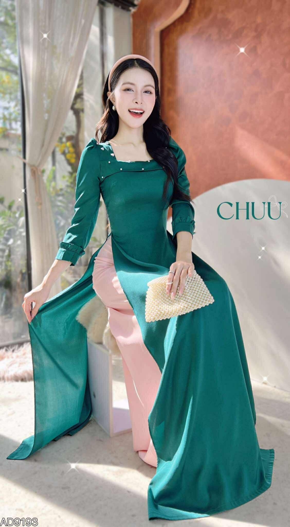 Áo Dài Cổ Ngọc 3 Chấm AD9193 (áo lẻ)