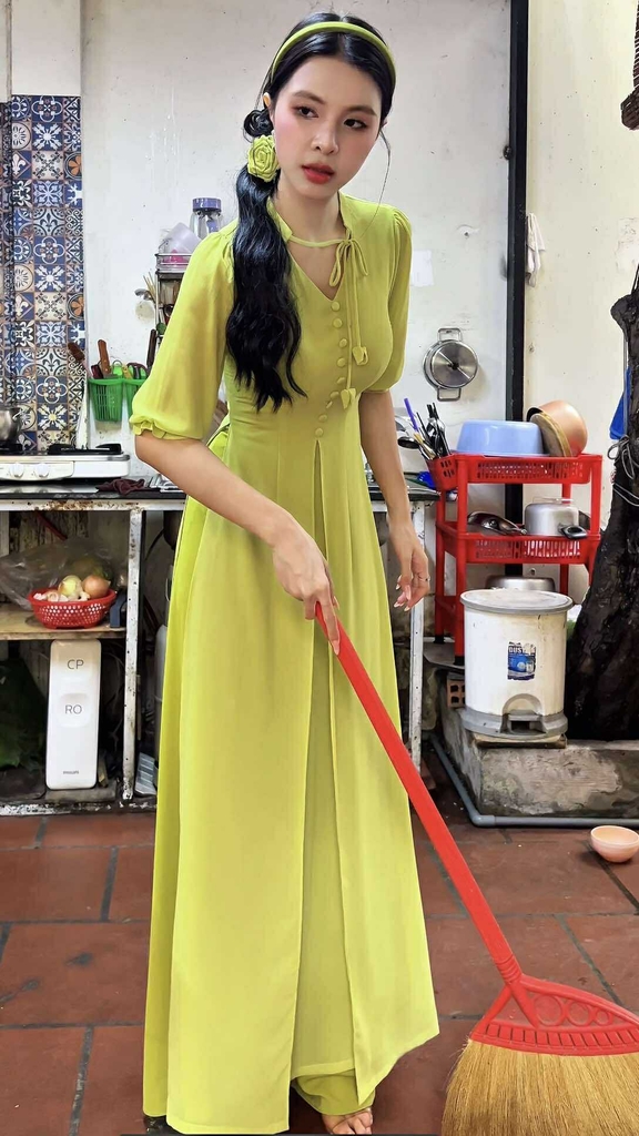 Áo Dài 4T Hoa Hồng Xoay+PK AD2860 (áo lẻ)