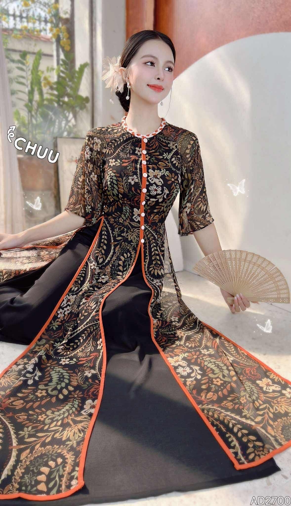 Áo Dài Mộng Cánh Hoa 132cm 4T AD2700 (áo lẻ)