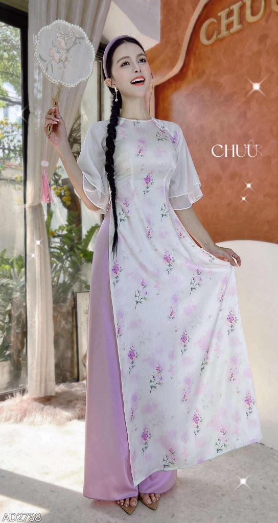 Áo Dài Bướm Đổi Màu AD2738 (áo lẻ)