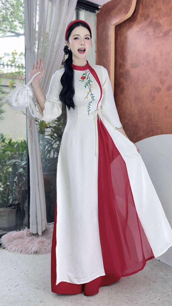 Áo Dài 2T+ Đồi Hoa Bay AD2904 (áo lẻ)