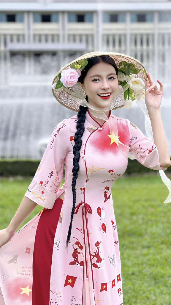 Áo Dài  2T+ Sao Vàng Tự Do +PK AD2888 (áo lẻ)