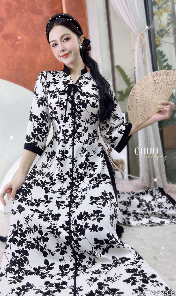Áo Dài Bách Hoa+PK AD2906 (áo lẻ)