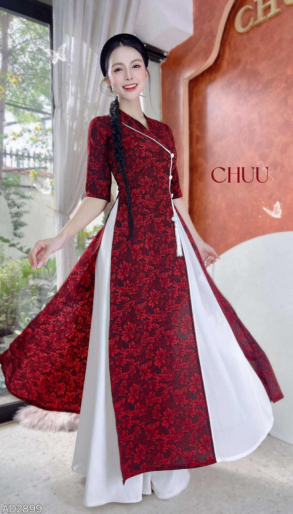 Áo Dài 2T+ Cổ Lá Lật+PK AD2899 (áo lẻ)