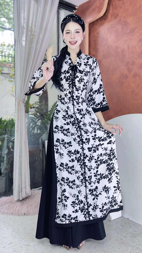 Áo Dài Bách Hoa+PK AD2906 (áo lẻ)