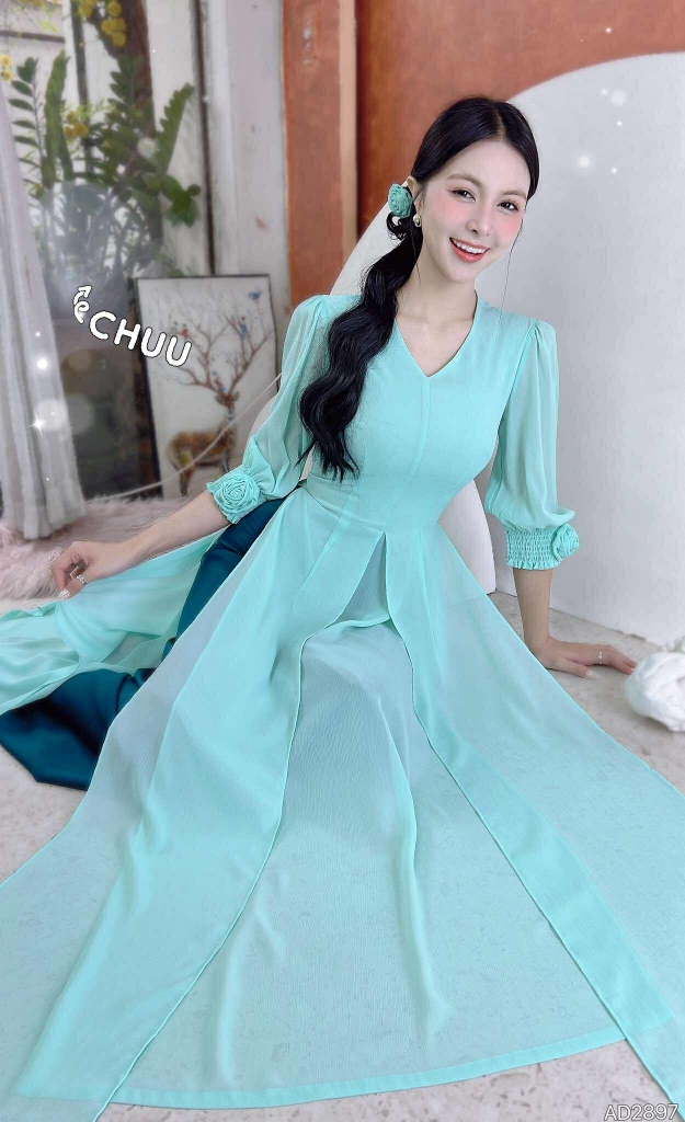 Áo Dài 4T Hoa Hồng Chun AD2897 (áo lẻ)