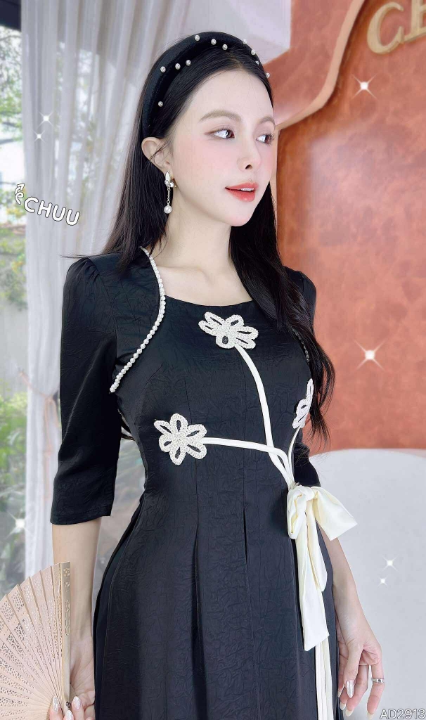 Áo Dài 3T Nơ Hoa Đán+PK AD2913 (áo lẻ)