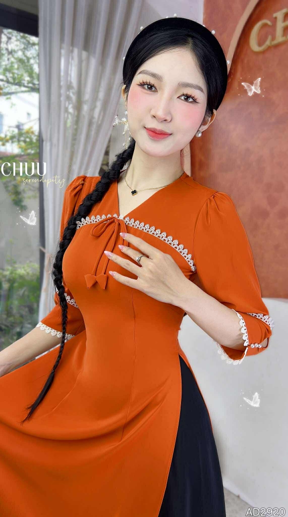 Áo Dài Mai Chim Công+PK AD2920 (áo lẻ)